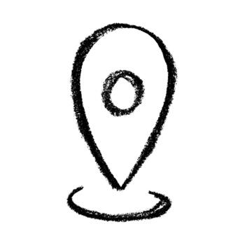 Hand drawn map pin Map marker pointer sign GPS and mapping tools Location pin symbol Pinpoint clipart in doodle style Single element for web, design pointer target vector