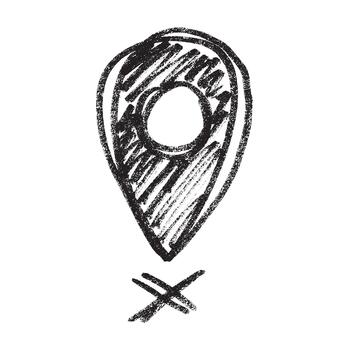 Hand drawn map pin Map marker pointer sign GPS and mapping tools Location pin symbol Pinpoint clipart in doodle style Single element for web, design pointer journey vector