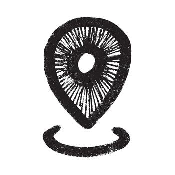 Hand drawn map pin Map marker pointer sign GPS and mapping tools Location pin symbol Pinpoint clipart in doodle style Single element for web, design pointer tool vector