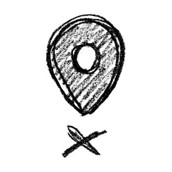 pointer tool Hand drawn map pin Map marker pointer sign GPS and mapping tools Location pin symbol Pinpoint clipart in doodle style Single element for web, design vector