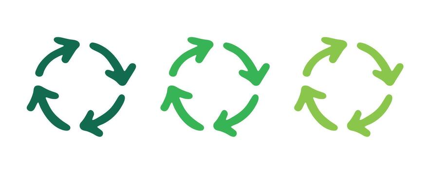motion rotation Hand drawn recycle arrow icon Recycling resources symbol Reuse of materials, zero waste, green environment, saving the planet vector