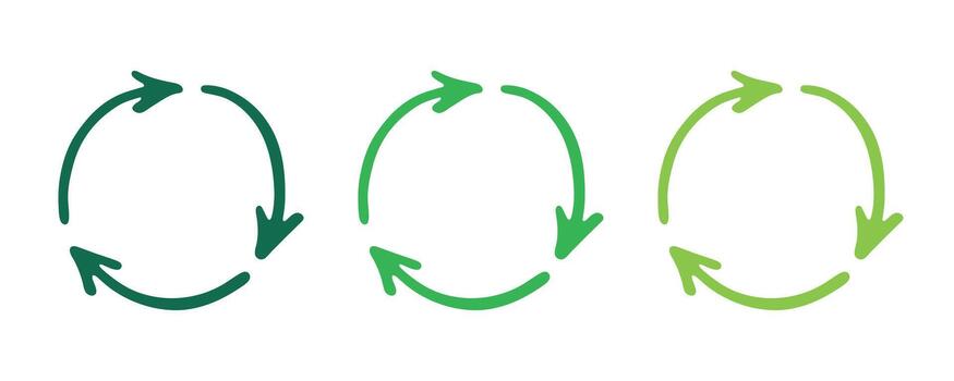 Hand drawn recycle arrow icon Recycling resources symbol Reuse of materials, zero waste, green environment, saving the planet motion rotation vector