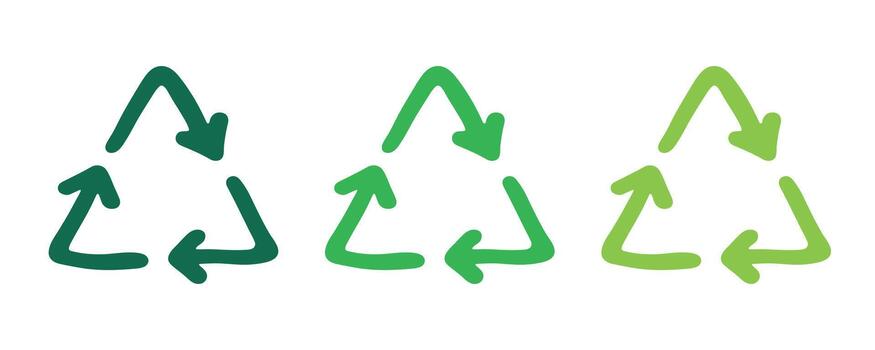 motion environment Hand drawn recycle arrow icon Recycling resources symbol Reuse of materials, zero waste, green environment, saving the planet vector
