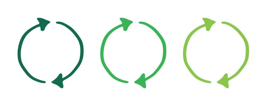 motion recycling Hand drawn recycle arrow icon Recycling resources symbol Reuse of materials, zero waste, green environment, saving the planet vector