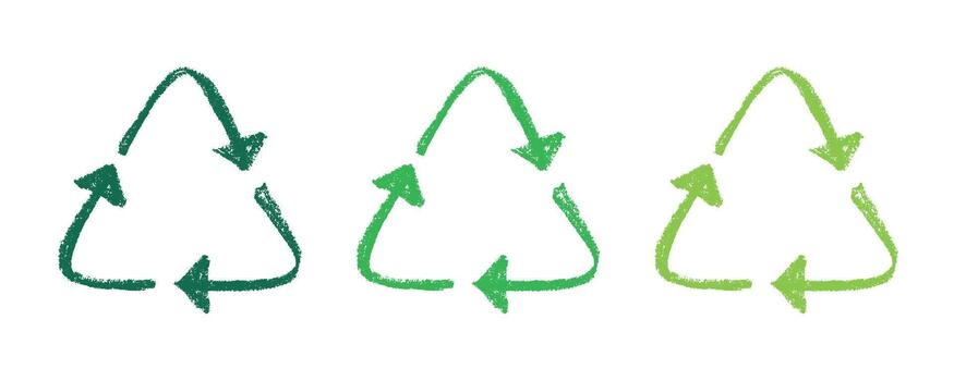 Hand drawn recycle arrow icon Recycling resources symbol Reuse of materials, zero waste, green environment, saving the planet pictogram motion vector