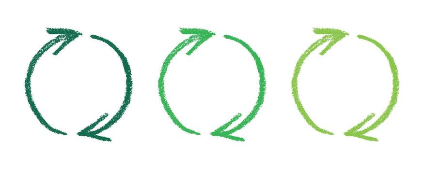 Hand drawn recycle arrow icon Recycling resources symbol Reuse of materials, zero waste, green environment, saving the planet pictogram isolated vector