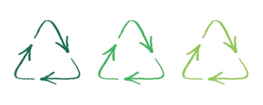 pictogram emblem Hand drawn recycle arrow icon Recycling resources symbol Reuse of materials, zero waste, green environment, saving the planet vector