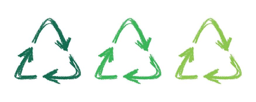 pictogram motion Hand drawn recycle arrow icon Recycling resources symbol Reuse of materials, zero waste, green environment, saving the planet vector