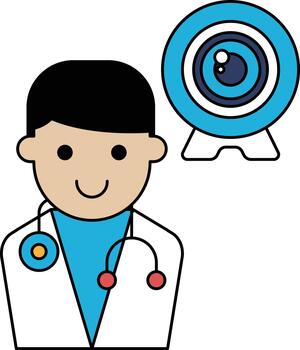 A man with a stethoscope is smiling and looking at a camera vector