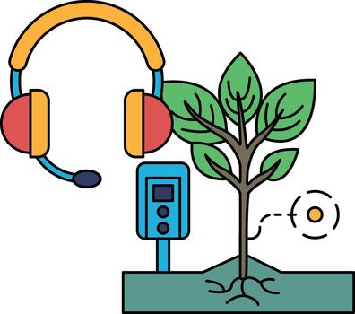 A black and white drawing of a tree with a microphone on top of it vector