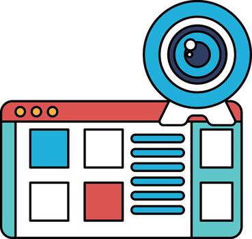 un cámara web es desplegado en un computadora pantalla vector