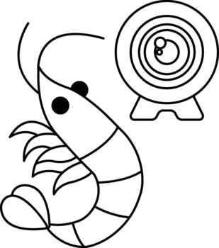 A shrimp is shown with a camera in the background vector