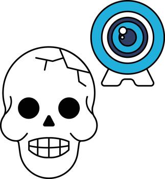 Skull with a camera in front of it vector