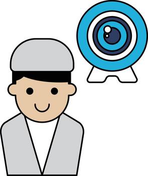 A man with a camera is smiling vector