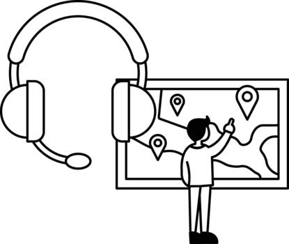 A man is pointing at a map on a screen vector