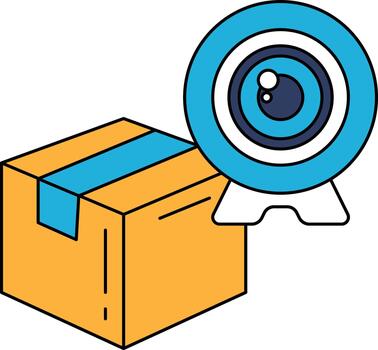A box with a camera on top of it vector