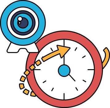 A clock with a camera in the background vector