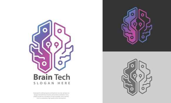digital cerebro circuito logo ilustración muestra un resumen neural red diseño con un vibrante degradado en un limpiar blanco antecedentes vector