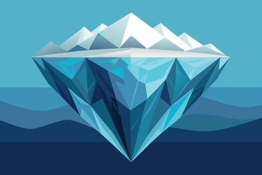 Stylized iceberg cross section with sharp geometric shapes vector