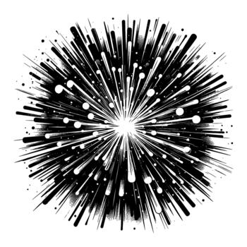 Black and White Outline Line Art Drawing of a Dynamic Firework Explosion Abstract Burst vector