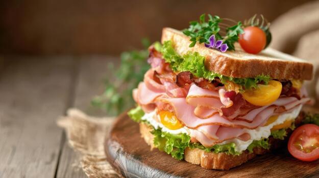 A BLT sandwich layered with bacon, lettuce, and tomato is a timeless choice that balances taste and texture beautifully perfect bite photo