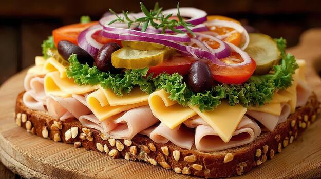 Sandwiches with turkey, cheese, and pickles bring a tasty combination of flavors and textures to every meal today simple goodness photo