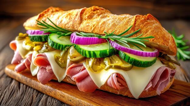 A sandwich with roast beef, cheese, and crisp vegetables combines flavor, texture, and satisfaction in every bite today tasty moment photo