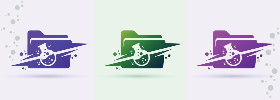 Beaker Folder Science Data Logo For Archive Brand Identity Modern Minimal Creative Storage Design vector