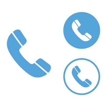 Blue phone icon handset simple glyph symbol in circle mobile app contact us sign button communication isolated on white background vector