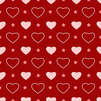 Seamless pattern with hearts on a red background. Valentine's Day. Wrapping paper vector