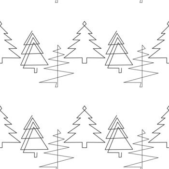 sin costura modelo. línea Arte de resumen Navidad arboles con adornos para tu diseño. vector