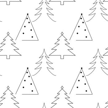 sin costura modelo. línea Arte de resumen Navidad arboles con adornos para tu diseño.8 vector