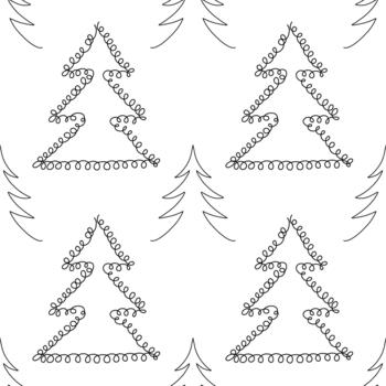 sin costura modelo. línea Arte de resumen Navidad arboles con adornos para tu diseño.2 vector