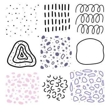 1Spots, lines, dots. A set of minimalist, trendy, hand-drawn abstract elements for your design. vector