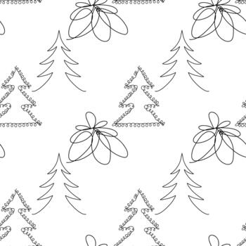 sin costura modelo. línea Arte de resumen Navidad arboles con adornos para tu diseño.7 vector