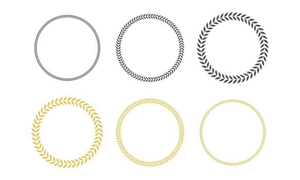 colección de oro y gris laurel guirnalda circulo marcos en un blanco fondo, representando éxito, logro, y victoria para invitación o ceremonia diseño vector