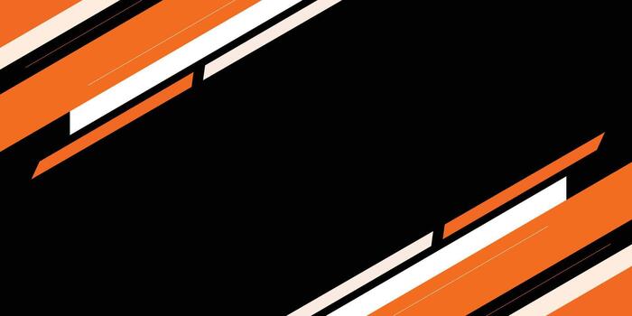 Modern black and orange sports banner design with tech geometric lines. Wide horizontal abstract background. vector