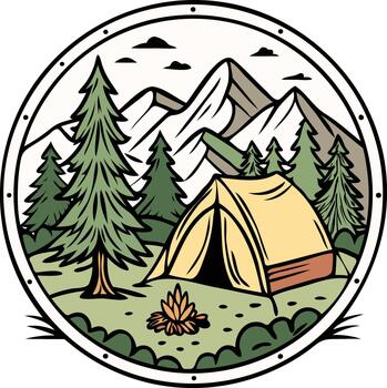 Adventurous Camping Escape in Nature Available on EPS File vector
