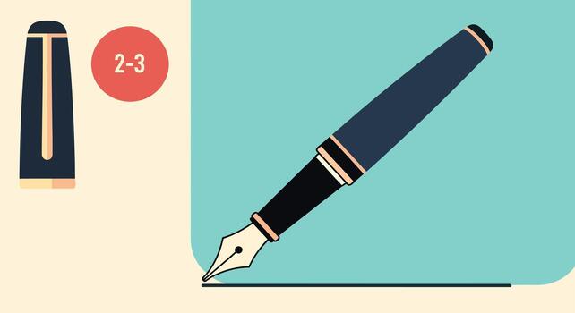 ilustración de un fuente bolígrafo escritura en un línea con un gorra y un rojo circulo en el izquierda lado vector