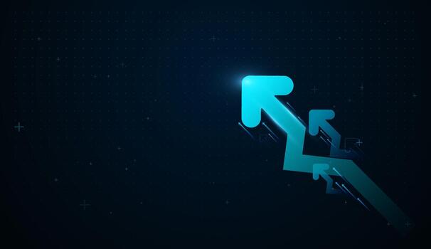 The Dynamic neon arrows Pointing backward, A groups of back directed pointing Arrows Elements for business and technology sucess expansion and strong financial performance vector