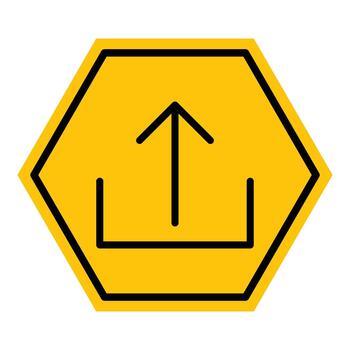 Abstract yellow and black hexagon upload line flat icon design vector