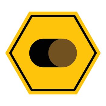 Abstract yellow and black hexagon toggle switcher line flat icon design vector
