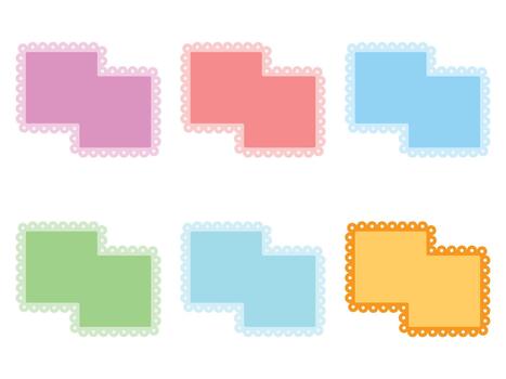 set of colorful photo frame with lace-edged rectangle scalloped shape vector