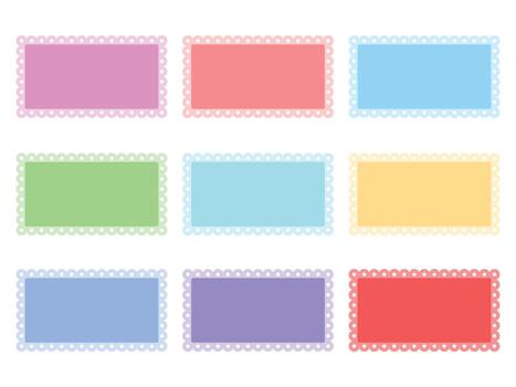 set of colorful abstract photo scalloped frame with rectangle shape vector