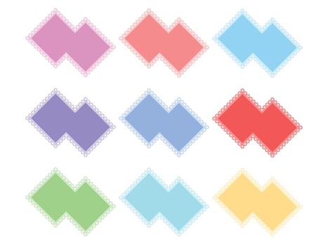 set of colorful abstract zigzag scalloped rectangle photo frame vector
