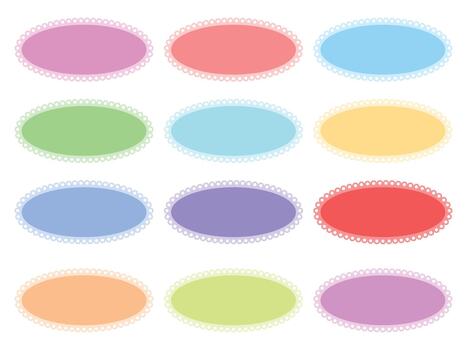 set of colorful abstract lace-edge photo frame bubble of oval shape vector