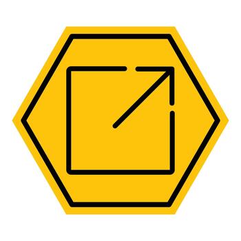 yellow and black hexagon external link line flat icon vector