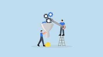 Optimization to improve result, 4k animation of businessman using wrench to optimize process better performance video