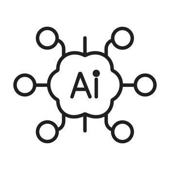 AI Cloud Service Network Connection Line Icon vector