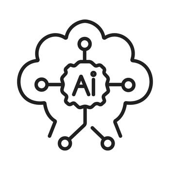 artificial inteligencia nube informática línea icono vector